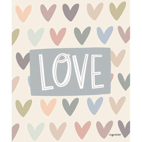 Love and Hearts Gold Ornate Wood Framed Art Print with Double Matting by Brown, Kyra