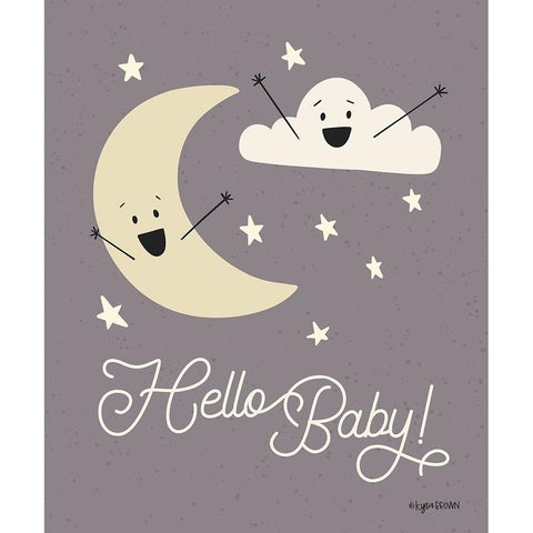 Hello-Baby! White Modern Wood Framed Art Print by Brown, Kyra