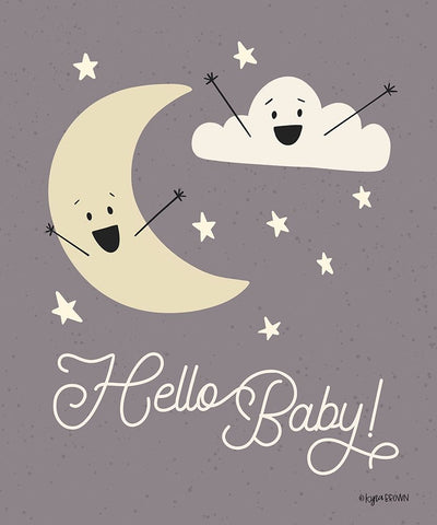 Hello-Baby! White Modern Wood Framed Art Print with Double Matting by Brown, Kyra