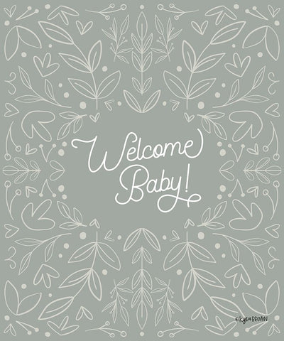 Welcome Baby! White Modern Wood Framed Art Print with Double Matting by Brown, Kyra