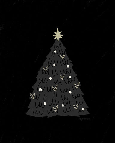 Christmas Tree Black Ornate Wood Framed Art Print with Double Matting by Brown, Kyra