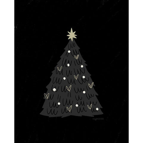 Christmas Tree Black Modern Wood Framed Art Print by Brown, Kyra