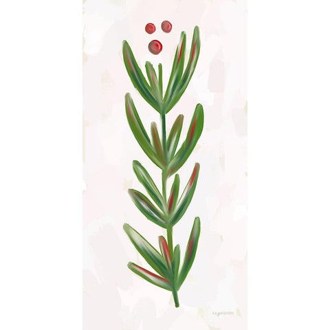 Christmas Berries Black Modern Wood Framed Art Print by Brown, Kyra