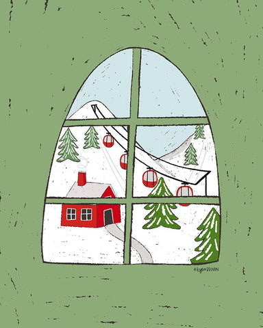 Winter Village White Modern Wood Framed Art Print with Double Matting by Brown, Kyra