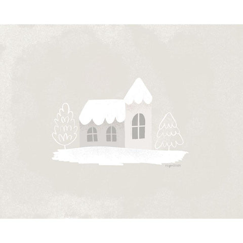Winter Cottage Black Modern Wood Framed Art Print by Brown, Kyra