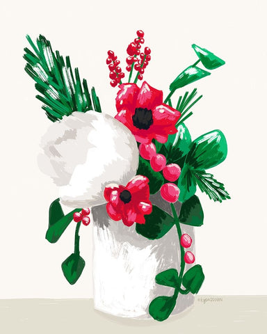 Christmas Floral White Modern Wood Framed Art Print with Double Matting by Brown, Kyra