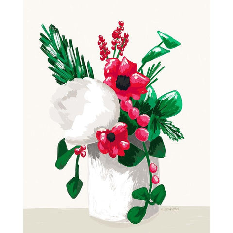 Christmas Floral Black Modern Wood Framed Art Print by Brown, Kyra