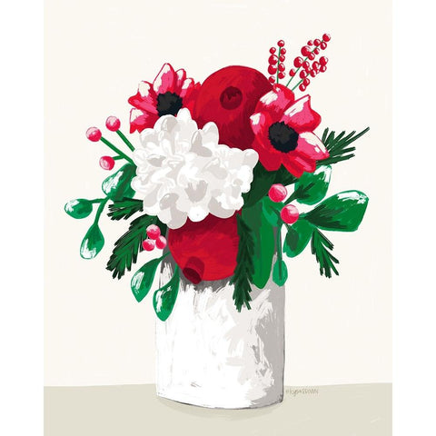 Christmas Floral II White Modern Wood Framed Art Print by Brown, Kyra