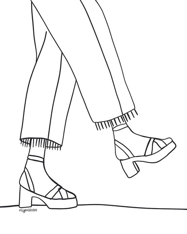 BW Fancy Feet II White Modern Wood Framed Art Print with Double Matting by Brown, Kyra