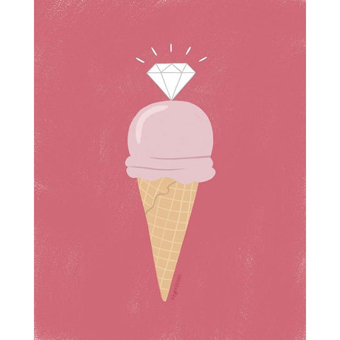 Pink Ice Cream Black Modern Wood Framed Art Print with Double Matting by Brown, Kyra