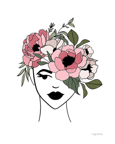 Floral Face Black Ornate Wood Framed Art Print with Double Matting by Brown, Kyra