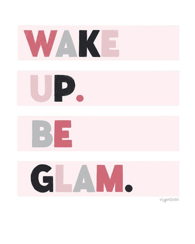 Wake up. Be glam. Black Ornate Wood Framed Art Print with Double Matting by Brown, Kyra