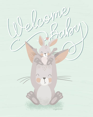 Welcome Baby Black Modern Wood Framed Art Print by Brown, Kyra