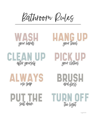 Bathroom Rules Black Modern Wood Framed Art Print by Brown, Kyra