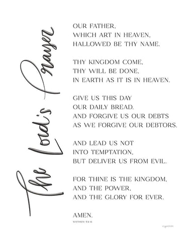 Lords Prayer Black Ornate Wood Framed Art Print with Double Matting by Brown, Kyra