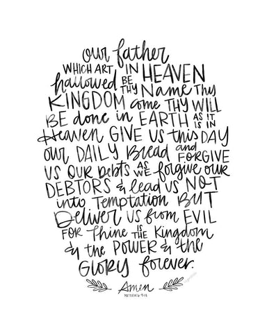 Lords Prayer White Modern Wood Framed Art Print with Double Matting by Brown, Kyra