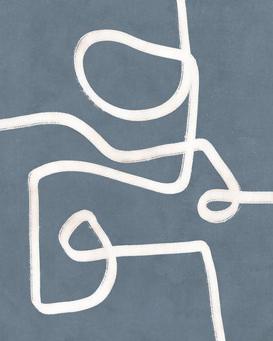 Freeflow Line II White Modern Wood Framed Art Print with Double Matting by Blue, Nina