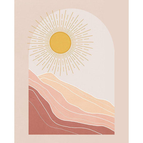 Boho Sun White Modern Wood Framed Art Print by Blue, Nina