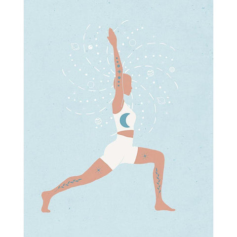 Yoga Pose II Black Modern Wood Framed Art Print with Double Matting by Blue, Nina