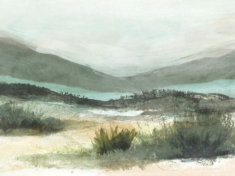 Lush Landscape II White Modern Wood Framed Art Print with Double Matting by Blue, Nina