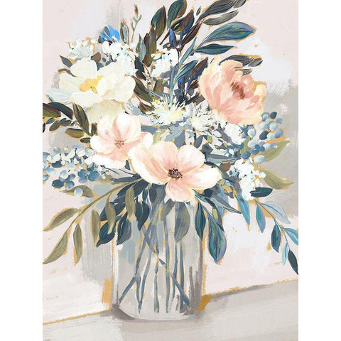 Neutral Bouquet White Modern Wood Framed Art Print by Blue, Nina