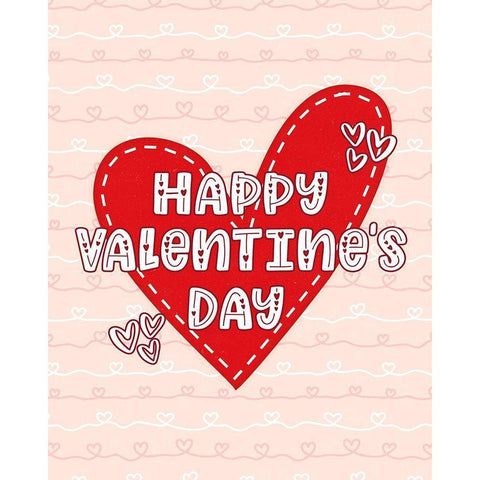 Happy Valentines Day Black Modern Wood Framed Art Print with Double Matting by Blue, Nina