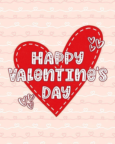 Happy Valentines Day White Modern Wood Framed Art Print with Double Matting by Blue, Nina