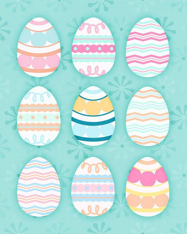 Easter Egg Blue Black Ornate Wood Framed Art Print with Double Matting by Blue, Nina