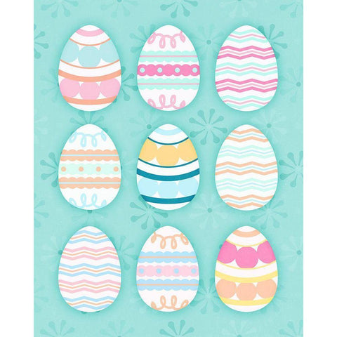 Easter Egg Blue Gold Ornate Wood Framed Art Print with Double Matting by Blue, Nina