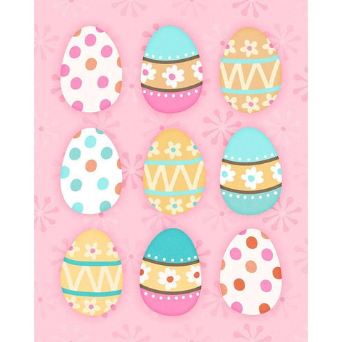 Easter Egg Pink Black Modern Wood Framed Art Print with Double Matting by Blue, Nina