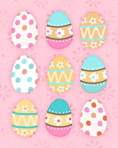 Easter Egg Pink White Modern Wood Framed Art Print with Double Matting by Blue, Nina