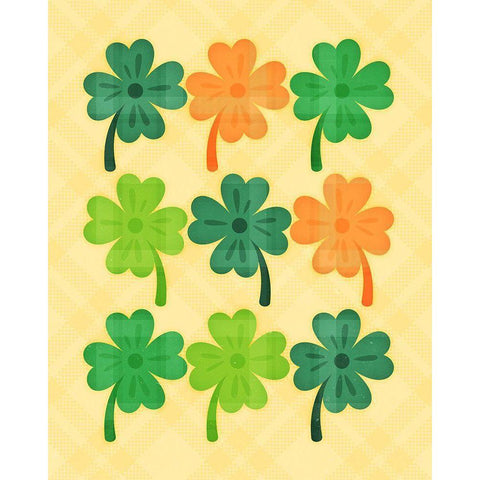 Shamrocks Black Modern Wood Framed Art Print by Blue, Nina