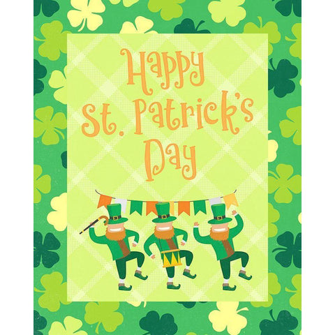 St. Patricks Day Parade Black Modern Wood Framed Art Print with Double Matting by Blue, Nina