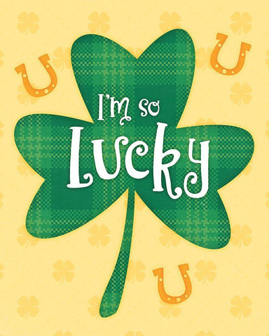 So Lucky White Modern Wood Framed Art Print with Double Matting by Blue, Nina