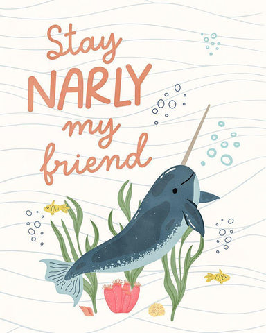 Stay Narly White Modern Wood Framed Art Print with Double Matting by Blue, Nina