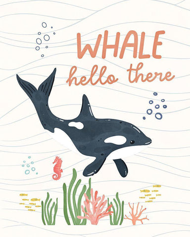 Whale Hello Black Ornate Wood Framed Art Print with Double Matting by Blue, Nina