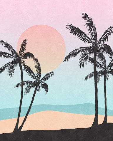 Palm Trees I Black Ornate Wood Framed Art Print with Double Matting by Blue, Nina