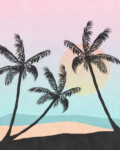 Palm Trees II Black Ornate Wood Framed Art Print with Double Matting by Blue, Nina