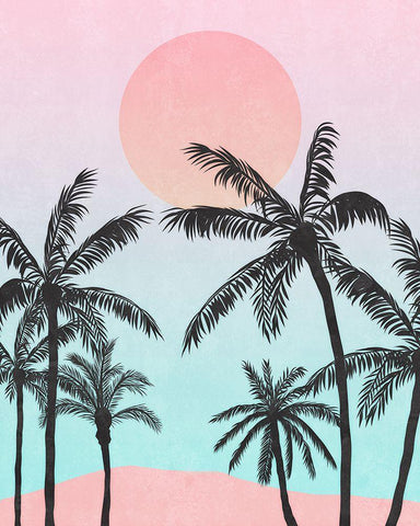 Palm Trees III Black Ornate Wood Framed Art Print with Double Matting by Blue, Nina