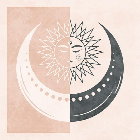 Sun and Moon II White Modern Wood Framed Art Print with Double Matting by Blue, Nina