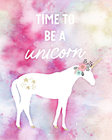 Time to be a Unicorn Black Modern Wood Framed Art Print by Blue, Nina
