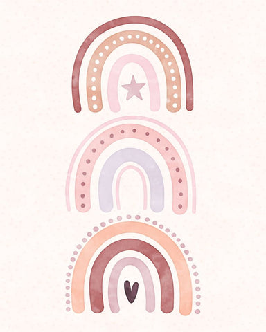 Boho Rainbows White Modern Wood Framed Art Print with Double Matting by Blue, Nina