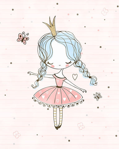 Cute Ballerina Black Modern Wood Framed Art Print by Blue, Nina