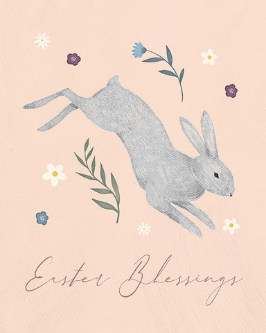 Easter Blessings Black Ornate Wood Framed Art Print with Double Matting by Blue, Nina