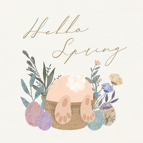 Hello Spring Black Ornate Wood Framed Art Print with Double Matting by Blue, Nina
