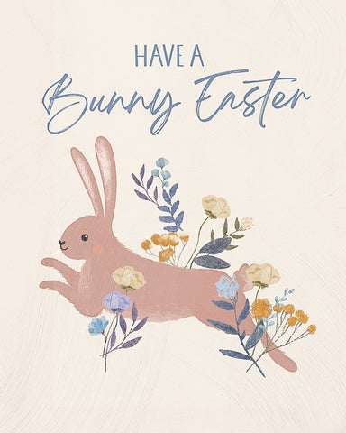 Bunny Easter White Modern Wood Framed Art Print with Double Matting by Blue, Nina