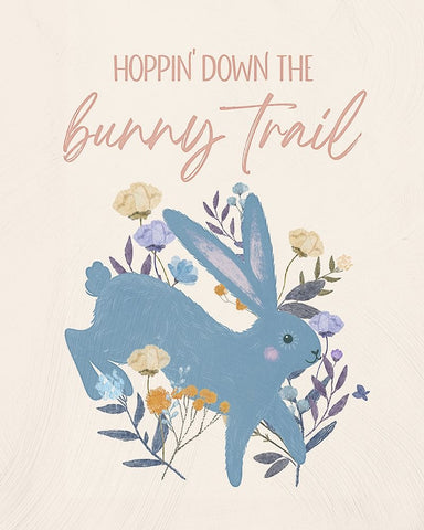 Bunny Trail White Modern Wood Framed Art Print with Double Matting by Blue, Nina