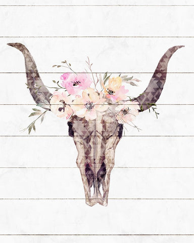 Western Skull II White Modern Wood Framed Art Print with Double Matting by Blue, Nina