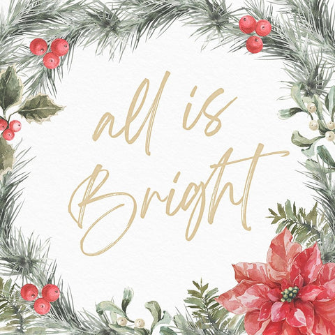 All is Bright Black Ornate Wood Framed Art Print with Double Matting by Blue, Nina