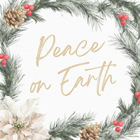 Peace on Earth White Modern Wood Framed Art Print with Double Matting by Blue, Nina